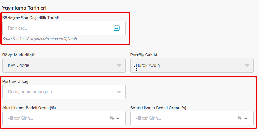 Tek Yetki Sözleşmenizin bitiş tarihini girin ( bu tarih MIS tarafından kontrol edilecek ve tarih bitiminde kw.com’da portföyünüz yayından