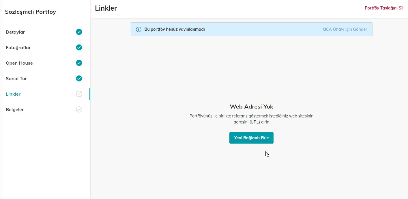 Linkler: Portföyünüzü tanıtan başka web adresileri veya broşür linkleri var ise burada girebilirsiniz